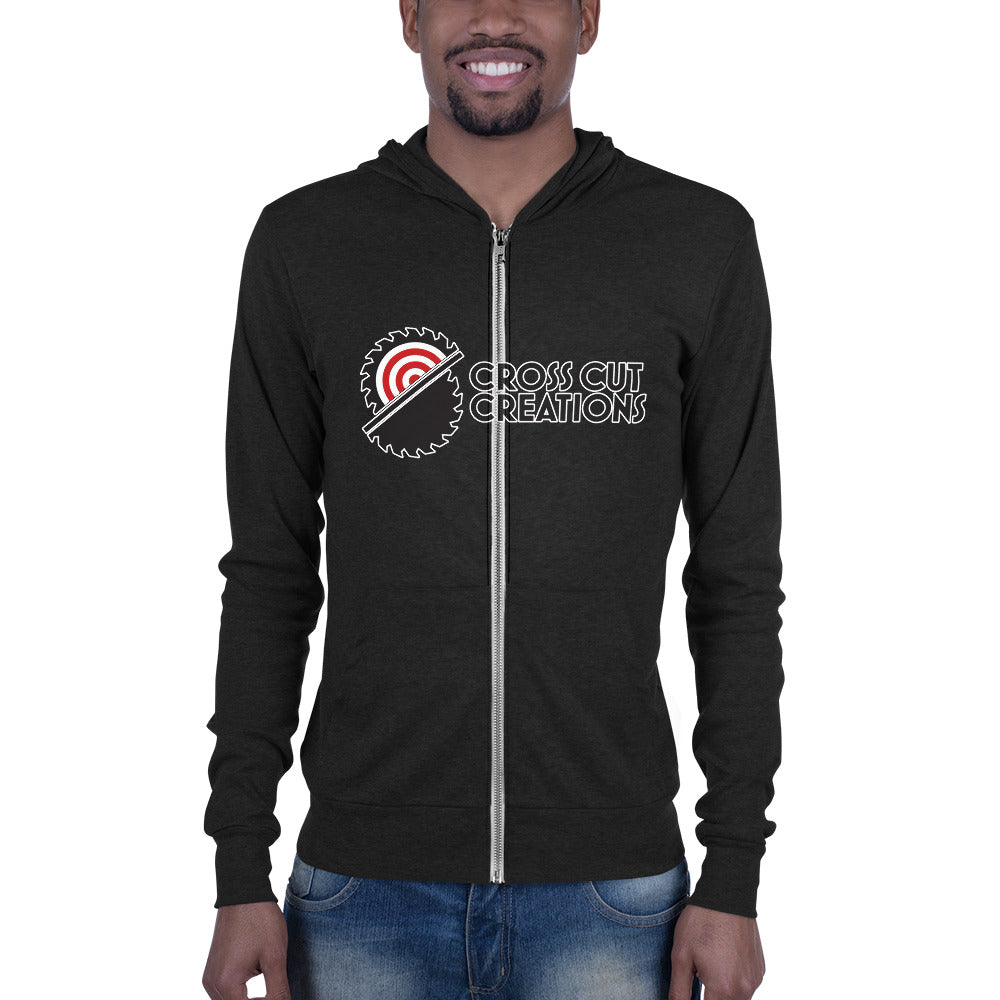 Large Logo Unisex Zip Hoodie - Cross Cut Creations
