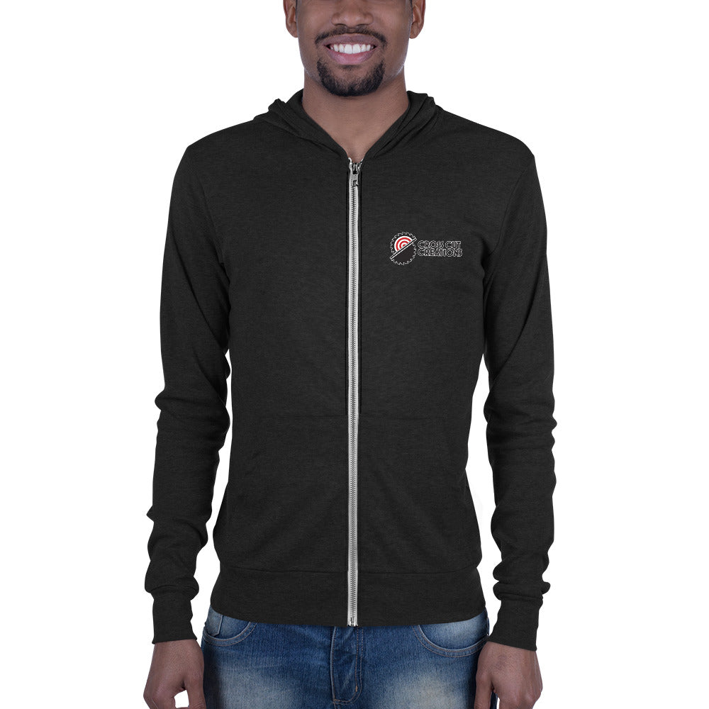 Small Logo Unisex Zip Hoodie - Cross Cut Creations
