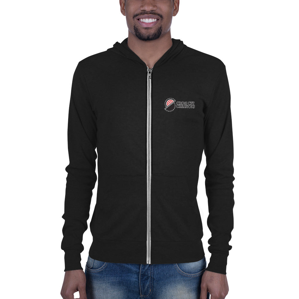 Small Logo Unisex Zip Hoodie - Cross Cut Creations